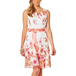 Floral Ribbon Belt Dress